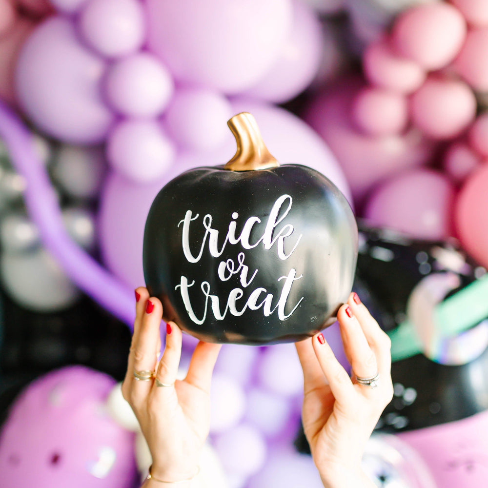 BLACK TRICK OR TREAT PUMPKIN KK Interiors Halloween Home Decor Bonjour Fete - Party Supplies
