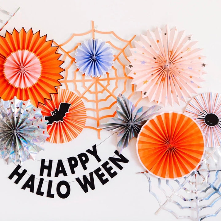 ORANGE & PINK HALLOWEEN PARTY FAN SET My Mind’s Eye Halloween Party Supplies Bonjour Fete - Pastel Halloween Party Supplies