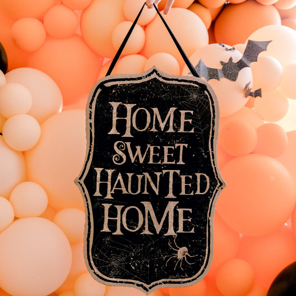 HOME SWEET HAUNTED HOME WALL DECOR Primitives By Kathy Halloween Home Decor Bonjour Fete - Party Supplies