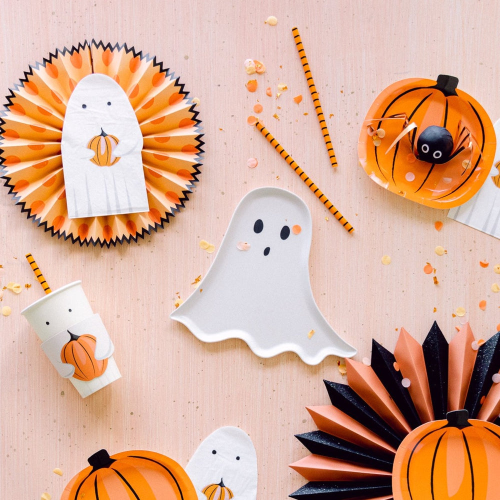 HALLOWEEN BAMBOO GHOST PLATE Meri Meri PASTEL TISSUE FRINGE  CHRISTMAS CRACKERS Bonjour Fete - Party Supplies