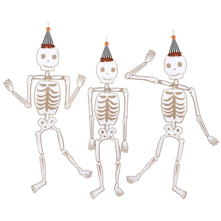VINTAGE HALLOWEEN JOINTED SKELETONS Meri Meri Halloween Decor Bonjour Fete - Party Supplies