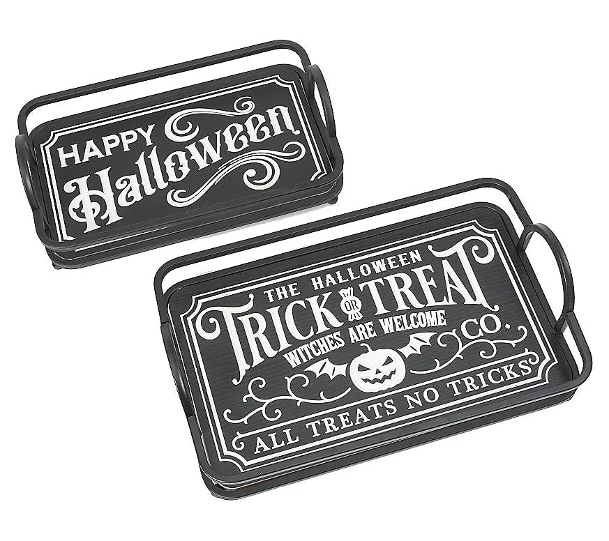 WOOD & METAL HALLOWEEN ENGRAVED TRAYS The Gerson Companies Halloween Party Decorations Bonjour Fete - Party Supplies