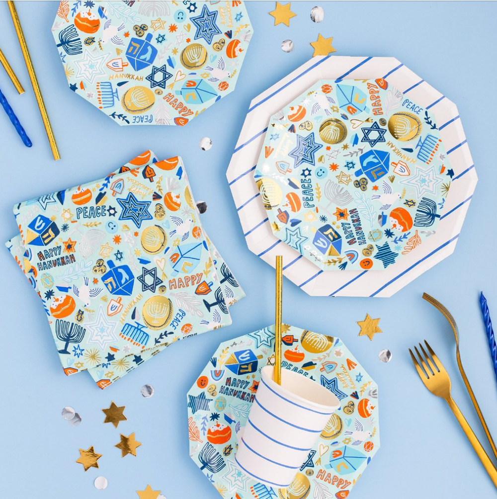 HANUKKAH FESTIVAL OF LIGHTS SMALL PLATES Jollity & Co. + Daydream Society Hanukkah Bonjour Fete - Party Supplies