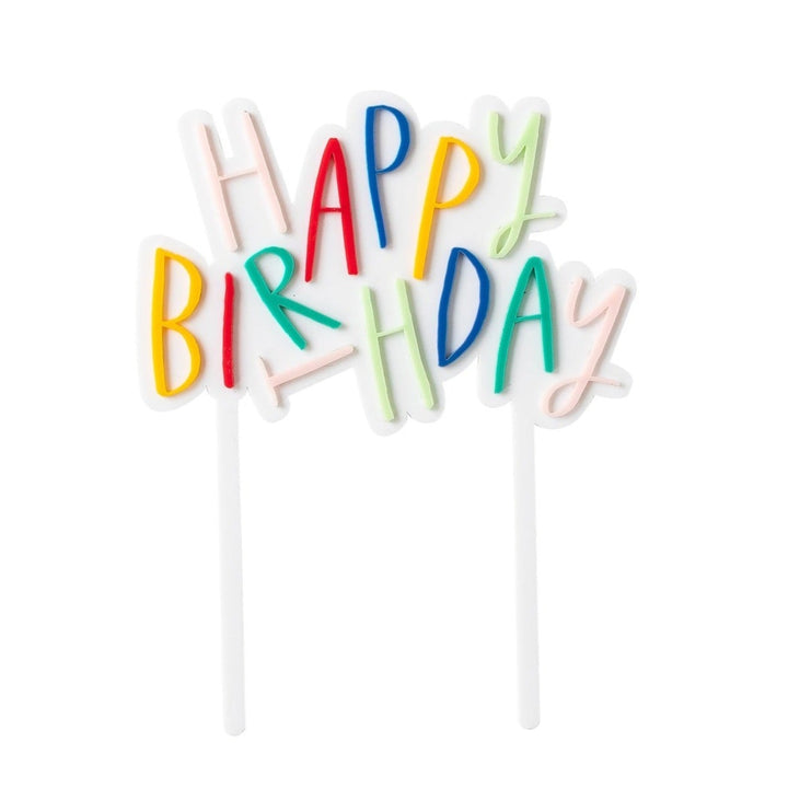 HAPPY BIRTHDAY RAINBOW CAKE TOPPER Oui Party Cake Topper Bonjour Fete - Party Supplies