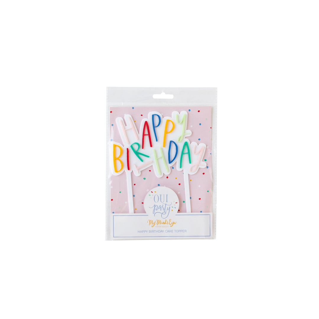 HAPPY BIRTHDAY RAINBOW CAKE TOPPER Oui Party Cake Topper Bonjour Fete - Party Supplies