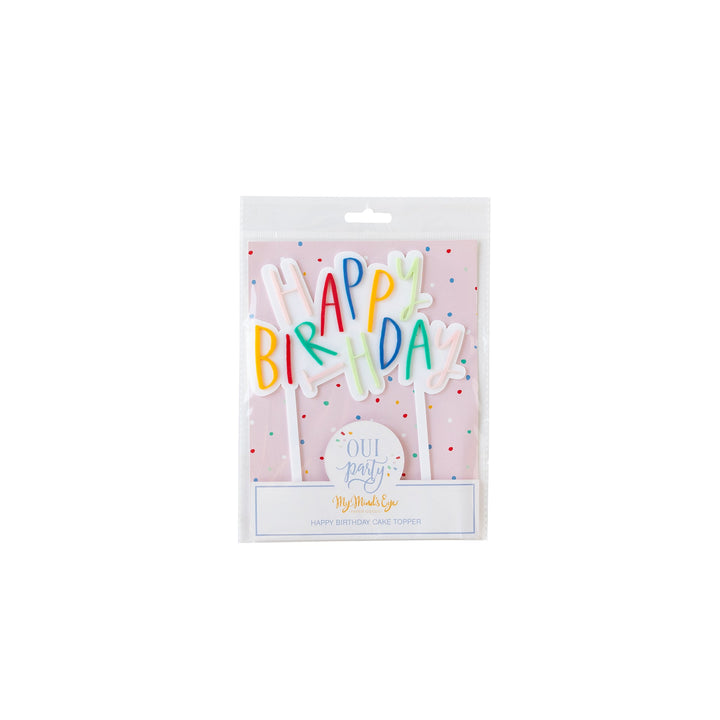 HAPPY BIRTHDAY RAINBOW CAKE TOPPER Oui Party Cake Topper Bonjour Fete - Party Supplies