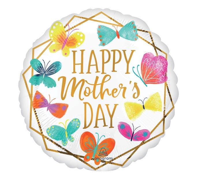 HAPPY MOTHER'S DAY BUTTERFLY BALLOON Qualatex Balloons Bonjour Fete - Party Supplies