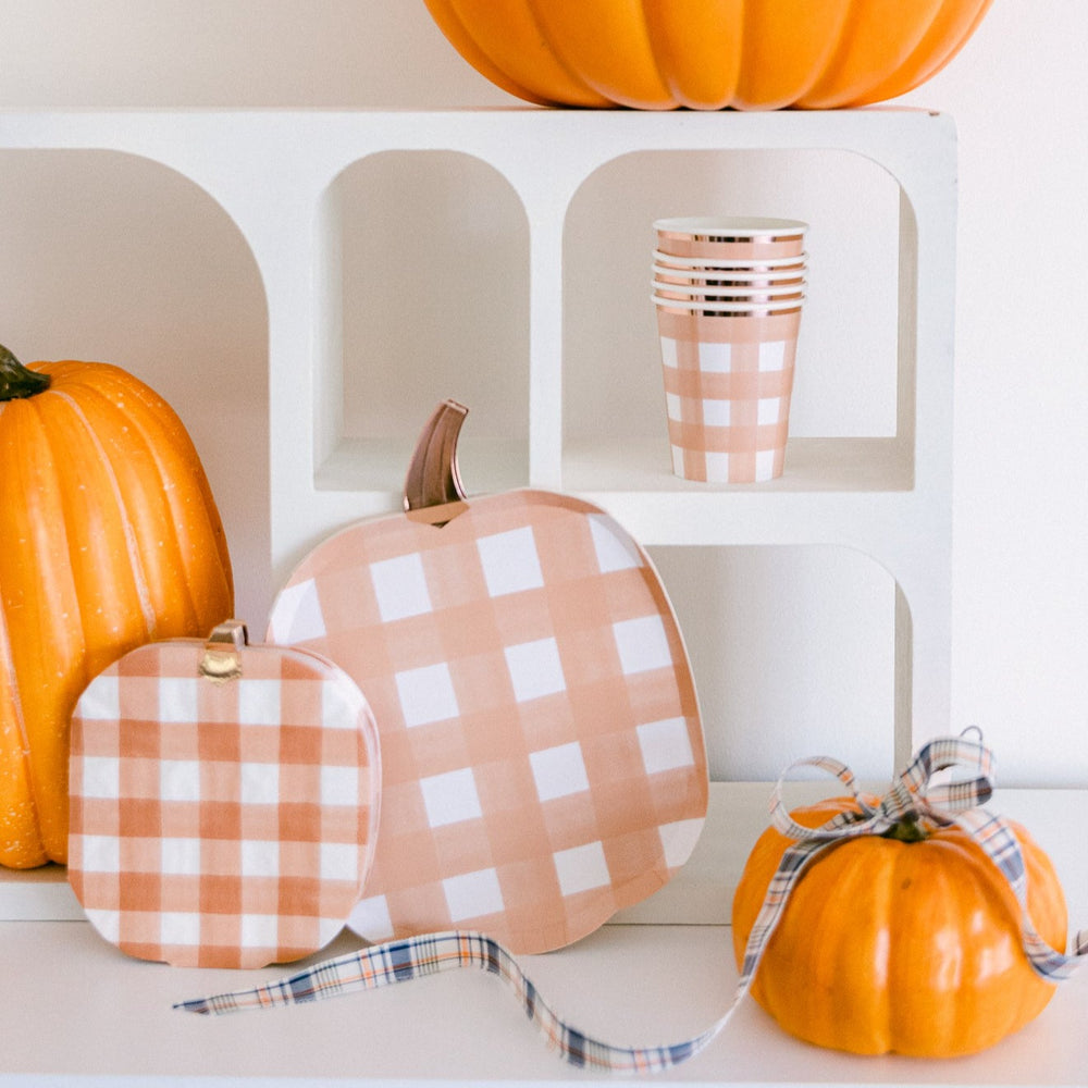 GINGHAM PUMPKIN NAPKINS Meri Meri Napkins PASTEL TISSUE FRINGE  CHRISTMAS CRACKERS Bonjour Fete - Party Supplies