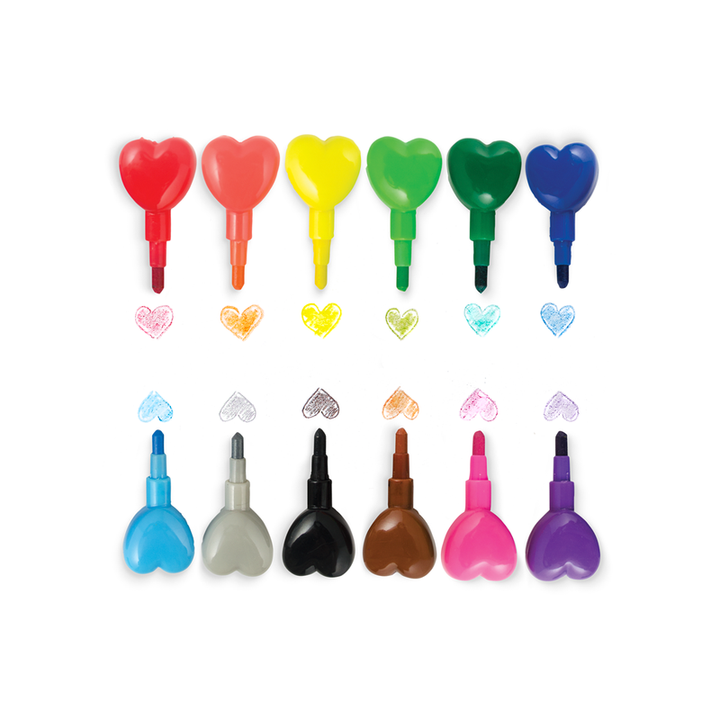 HEART TO HEART STACKING CRAYON Ooly Crayons Bonjour Fete - Party Supplies