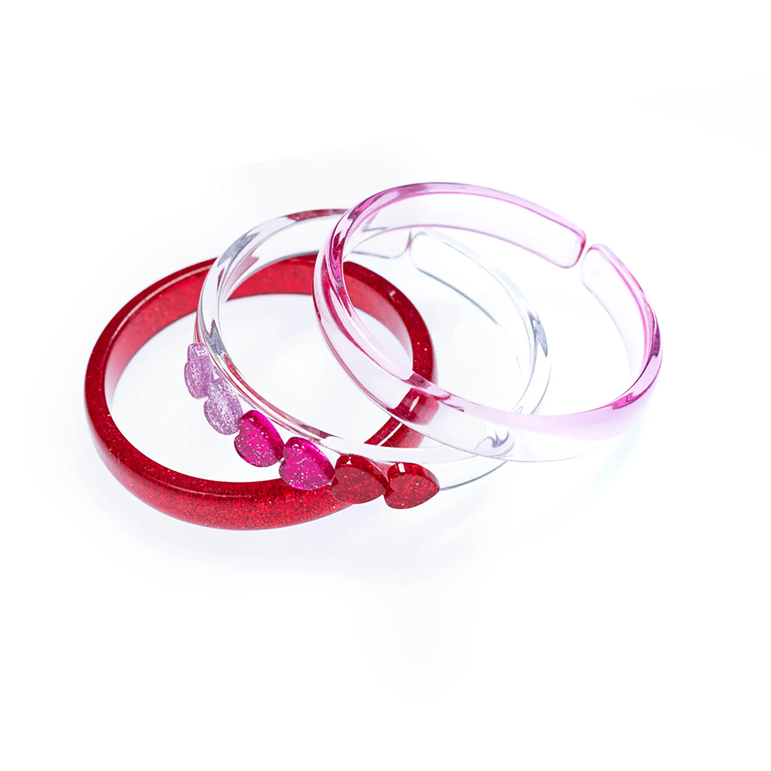 HEART RED PINK MIX BANGLES Lilies & Roses NY Kid's Jewelry Bonjour Fete - Party Supplies