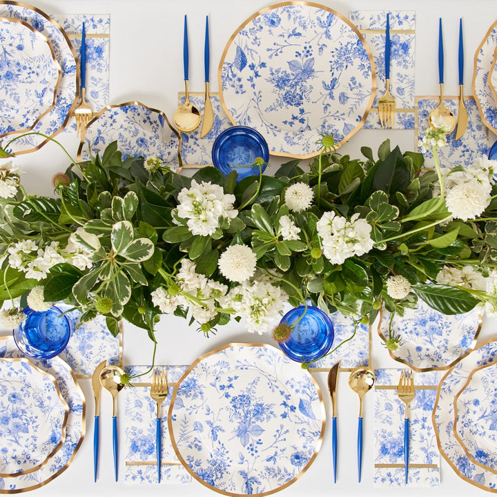 FANCY CHINA BLUE AND GOLD CUTLERY Sophistiplate LLC Cutlery Bonjour Fete - Party Supplies