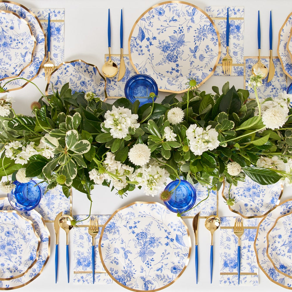 FANCY CHINA BLUE AND GOLD CUTLERY Sophistiplate LLC Cutlery Bonjour Fete - Party Supplies