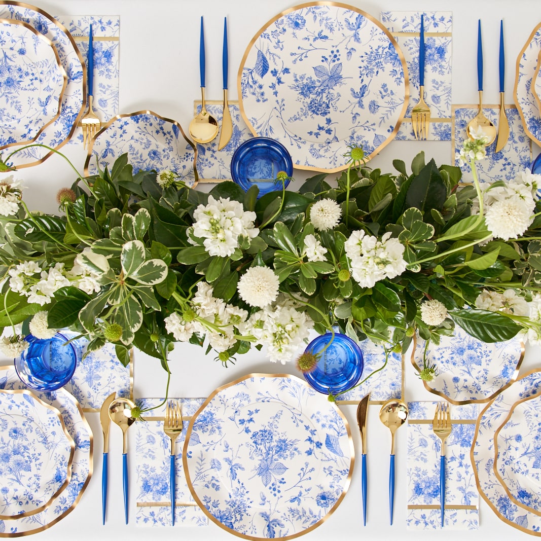 FANCY CHINA BLUE AND GOLD CUTLERY Sophistiplate LLC Cutlery Bonjour Fete - Party Supplies
