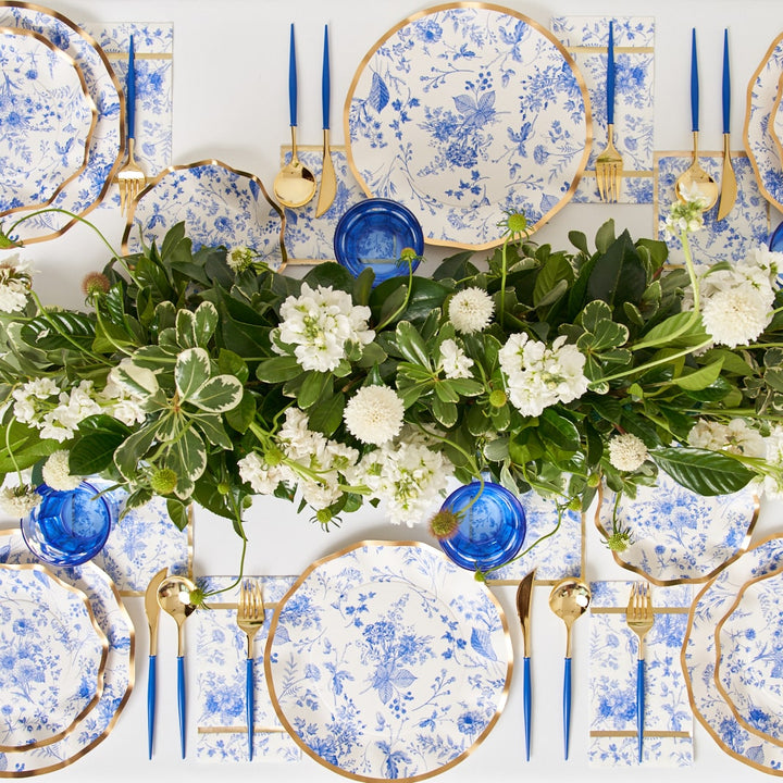 FANCY CHINA BLUE AND GOLD CUTLERY Sophistiplate LLC Cutlery Bonjour Fete - Party Supplies