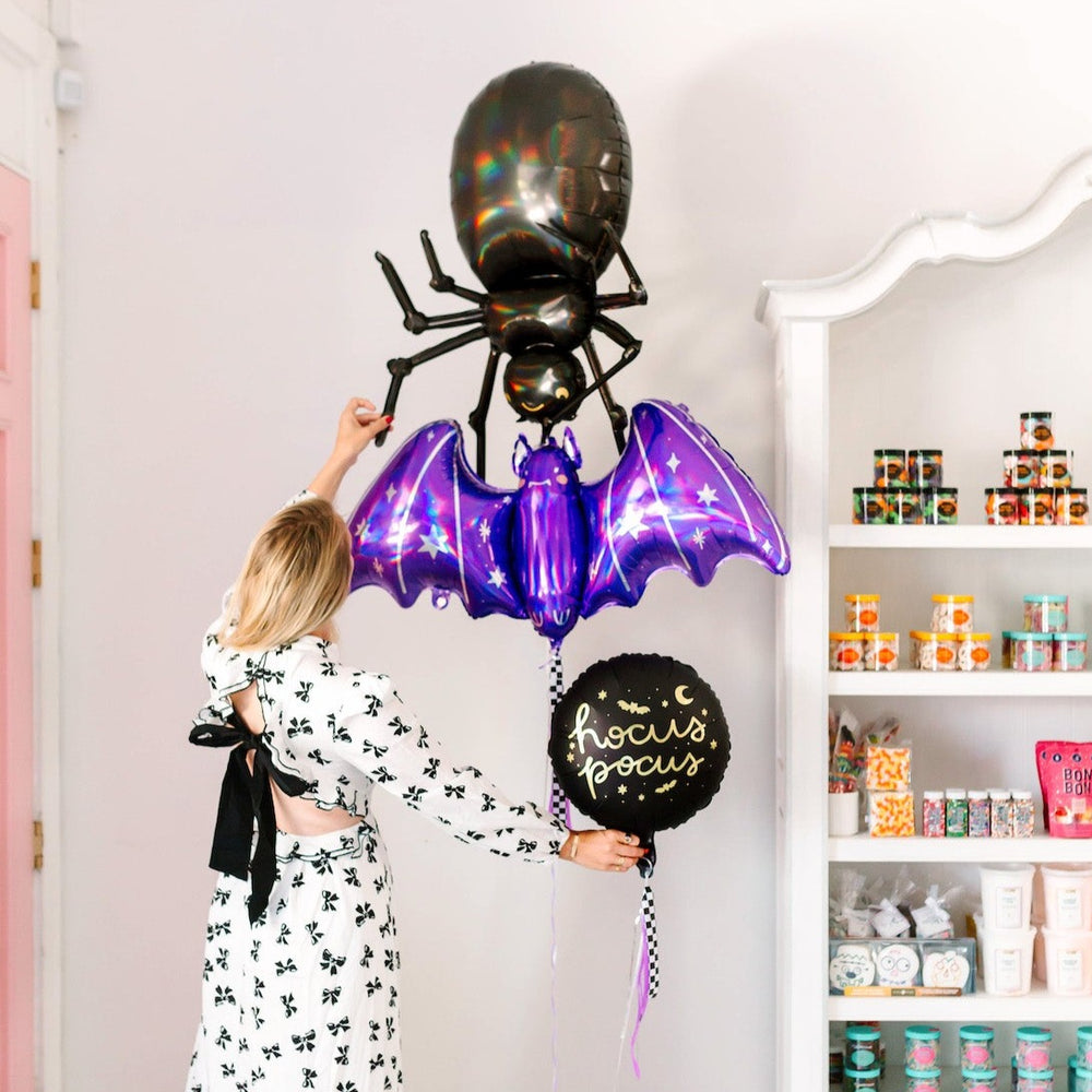 BLACK SPIDER BALLOON Party Deco Halloween Balloons Bonjour Fete - Party Supplies