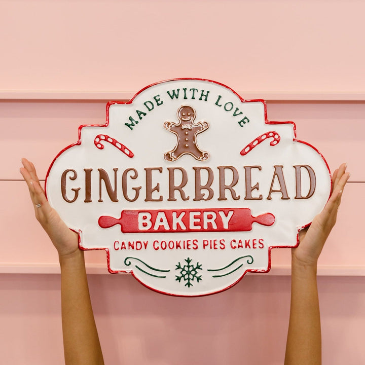 GINGERBREAD BAKERY METAL SIGN Col House Designs Christmas Holiday Kitchen & Entertaining Bonjour Fete - Party Supplies
