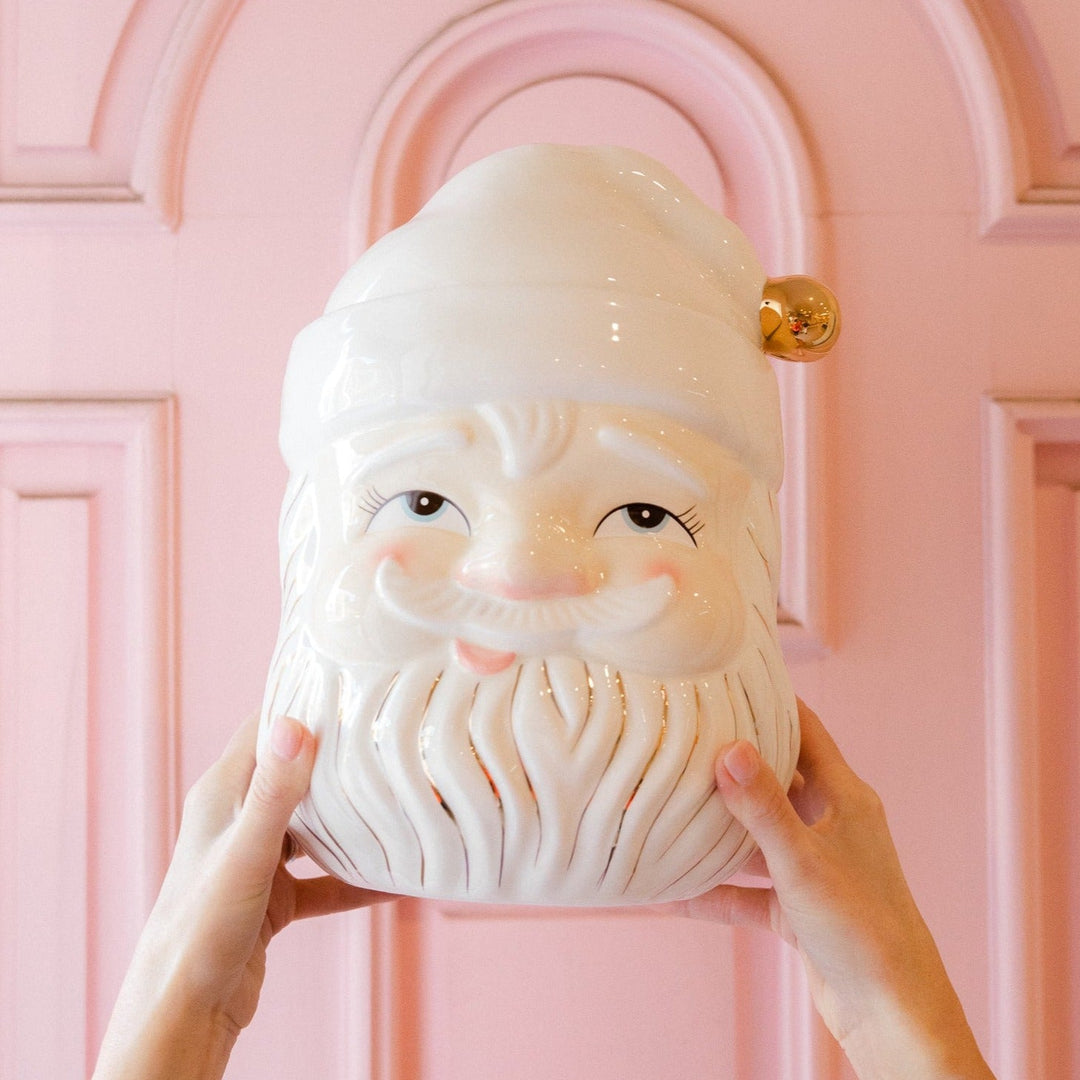 PAPA NOEL SANTA CERAMIC COOKIE JAR BY GLITTERVILLE (WHITE SKIN TONE) Glitterville Holiday Home & Entertaining Bonjour Fete - Party Supplies