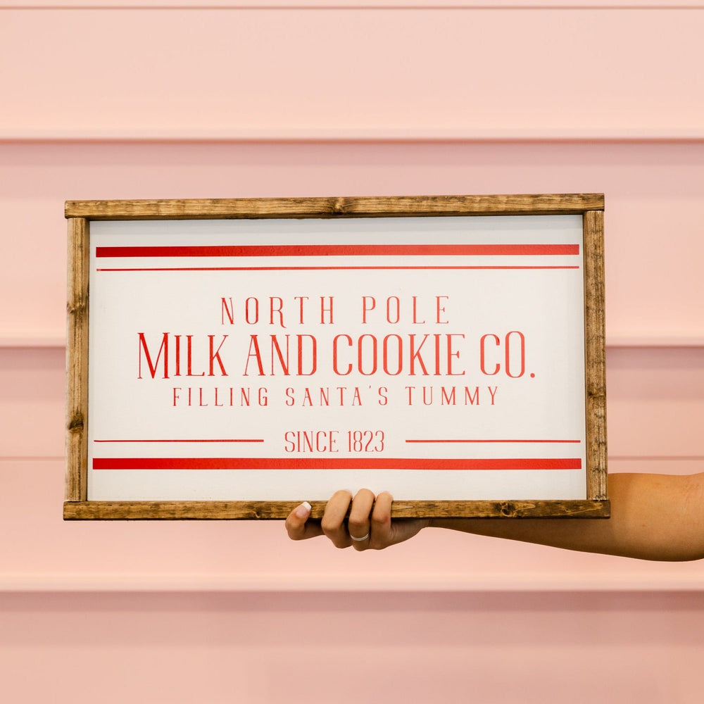 NORTH POLE MILK AND COOKIES SIGN Shenandoah Farmhouse 0 Faire Bonjour Fete - Party Supplies