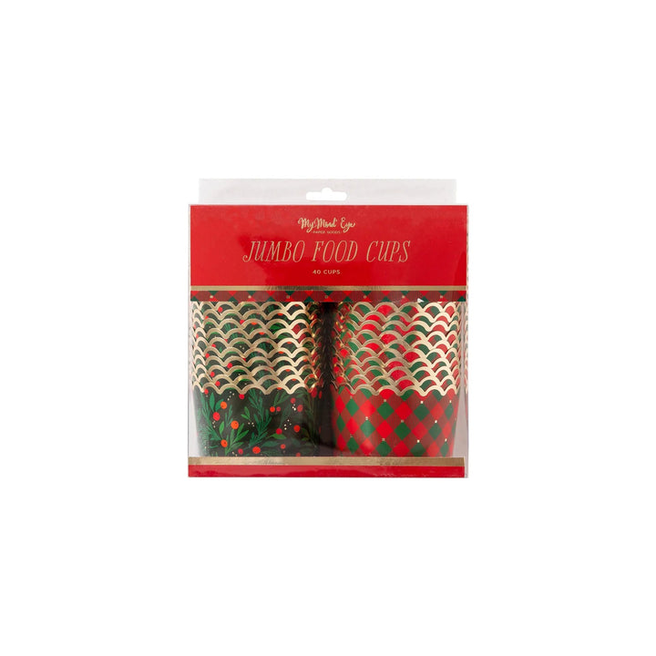 HOLLY JUMBO FOOD CUPS My Mind’s Eye Christmas Holiday Baking Bonjour Fete - Party Supplies