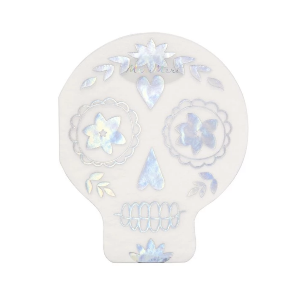 HOLOGRAPHIC SUGAR SKULL NAPKINS Meri Meri Halloween Tableware Bonjour Fete - Party Supplies