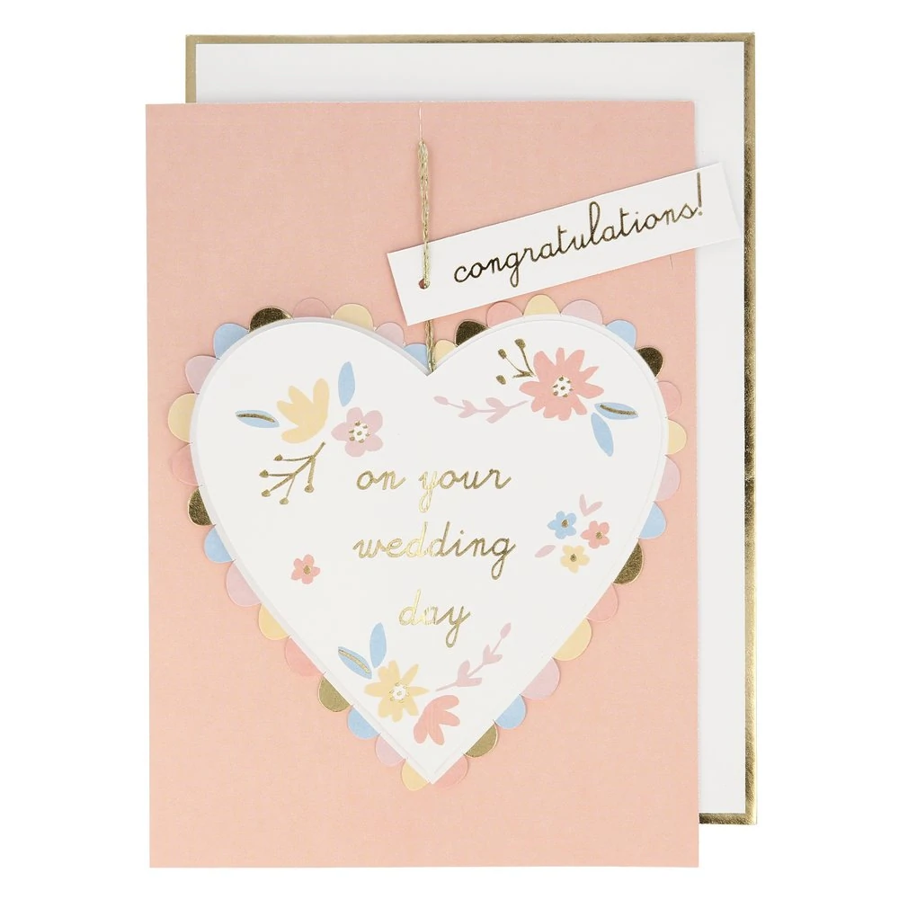 HONEYCOMB HEART WEDDING CARD Meri Meri Greeting Card Bonjour Fete - Party Supplies