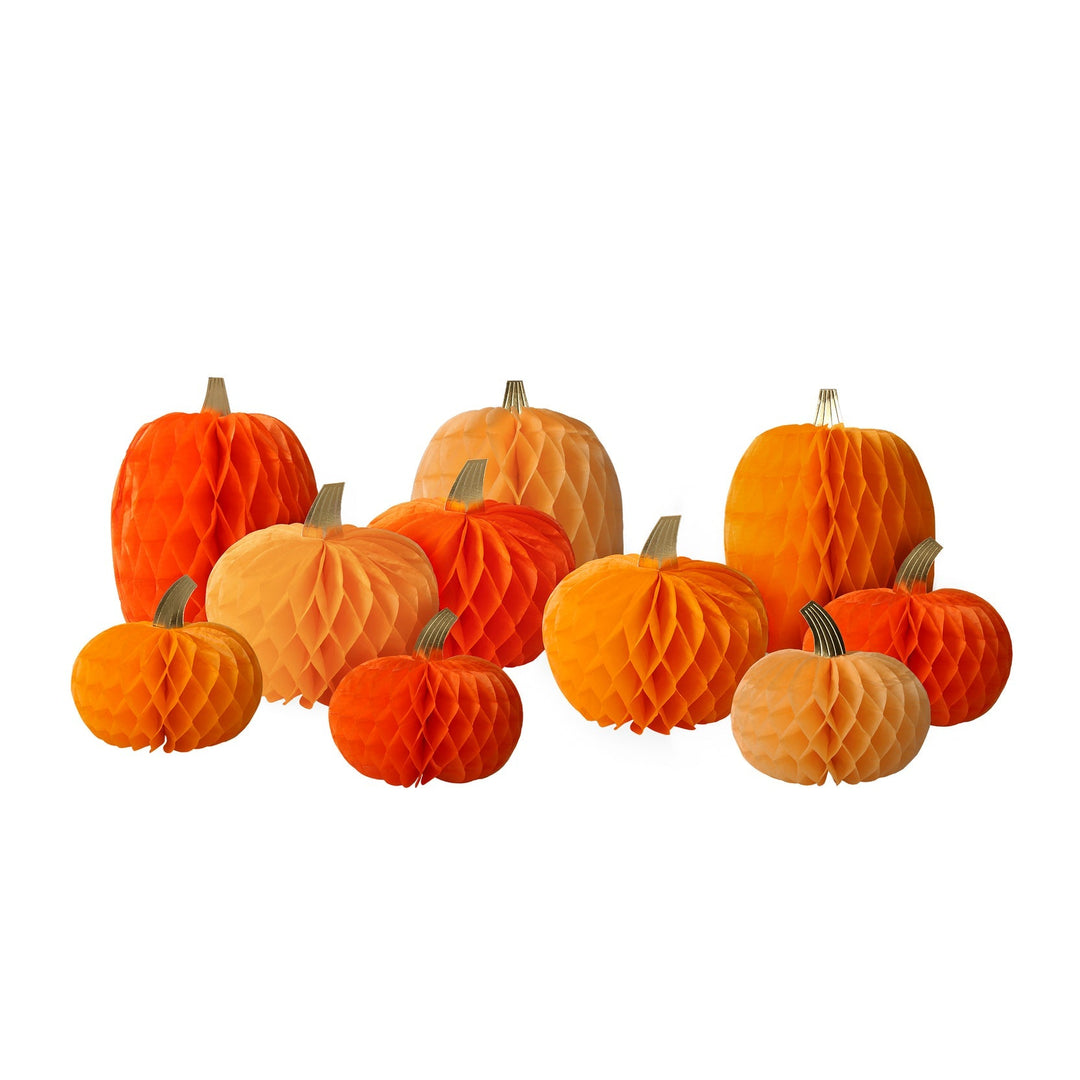 HONEYCOMB PUMPKINS Meri Meri Halloween Party Decorations Bonjour Fete - Party Supplies