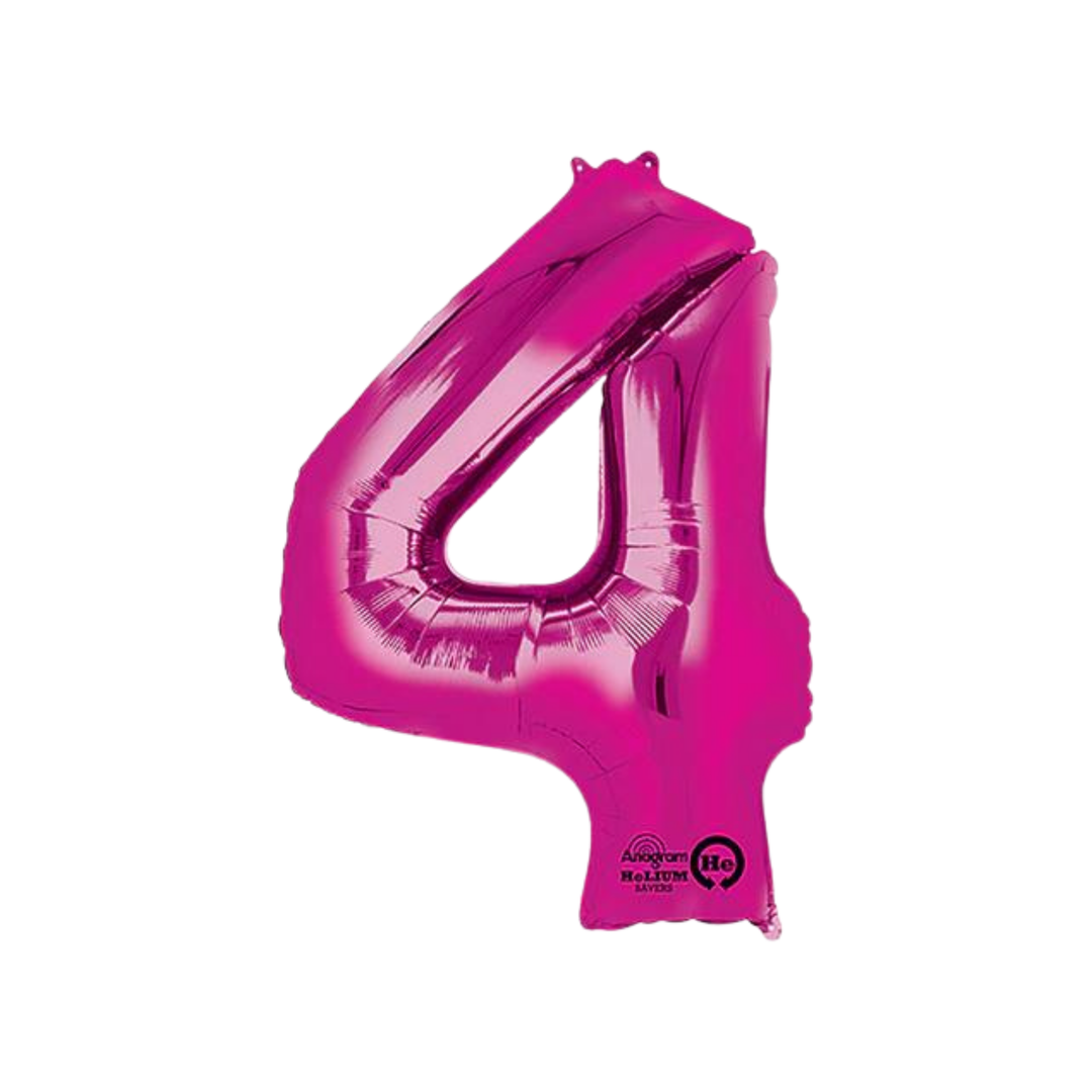 NUMBER 4 FOIL BALLOON LA Balloons Balloons 34" / Hot Pink Bonjour Fete - Party Supplies