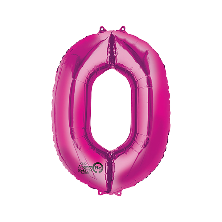 NUMBER 0 FOIL BALLOON LA Balloons Balloon 34" / Hot Pink Bonjour Fete - Party Supplies