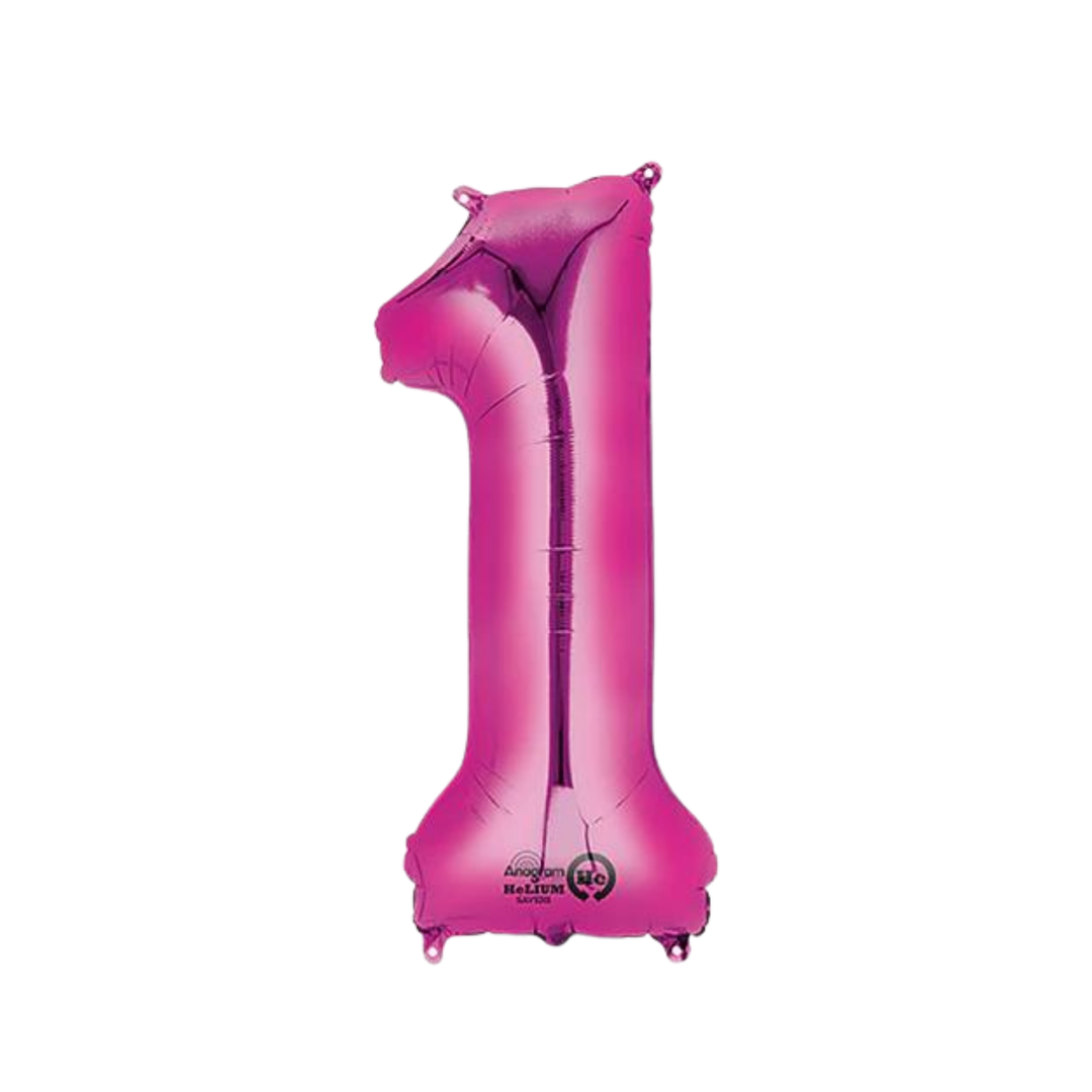 NUMBER 1 FOIL BALLOON LA Balloons Balloons 34" / Hot Pink Bonjour Fete - Party Supplies