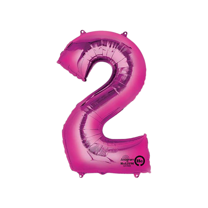 NUMBER 2 FOIL BALLOON LA Balloons Balloons 34" / Hot Pink Bonjour Fete - Party Supplies