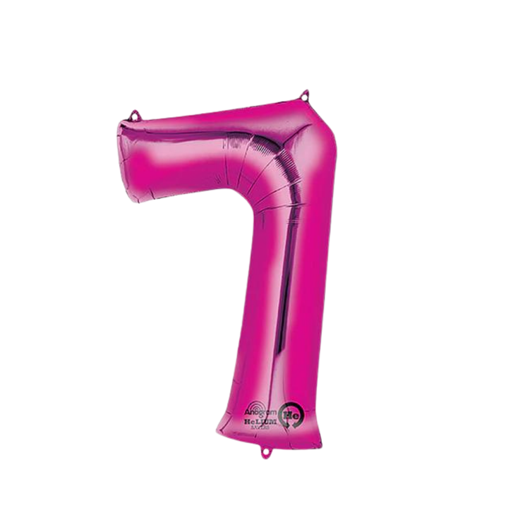 NUMBER 7 FOIL BALLOON LA Balloons Balloons 34" / Hot Pink Bonjour Fete - Party Supplies
