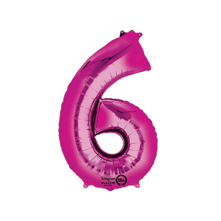 NUMBER 6 FOIL BALLOON LA Balloons Balloons 34" / Hot Pink Bonjour Fete - Party Supplies