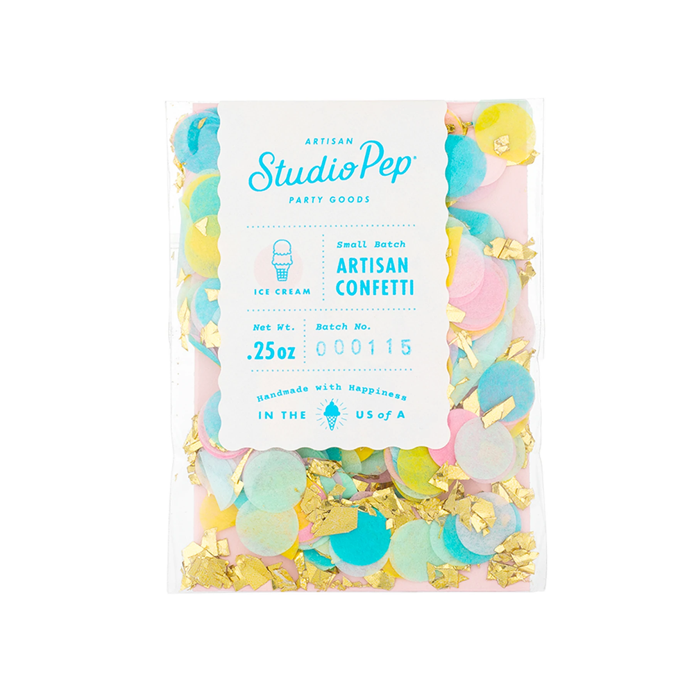 ICE CREAM CONFETTI MIX Studio Pep Confetti MINI PACK - 1/4 OZ BAG Bonjour Fete - Party Supplies