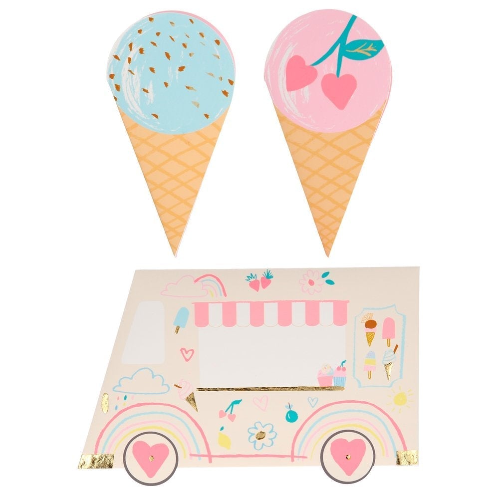 Ice Cream Valentine Cards Bonjour Fete Party Supplies Valentine's Day Cards