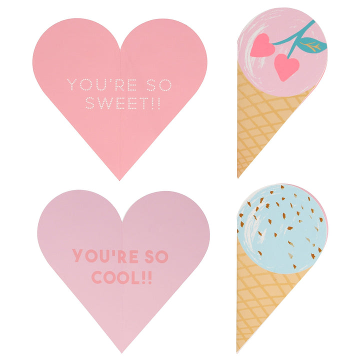 Ice Cream Valentine Cards Bonjour Fete Party Supplies Valentine's Day Cards