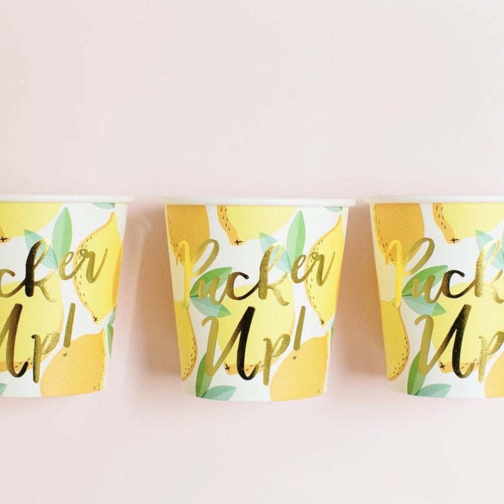 LEMON THEMED PUCKER UP PAPER SHOT CUPS Slant Cup Bonjour Fete - Party Supplies