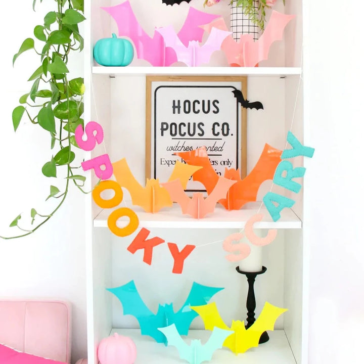 PINK ACRYLIC HALLOWEEN BAT DECOR CR Gibson Signature Halloween Home Decor Bonjour Fete - Pastel Halloween Party Supplies