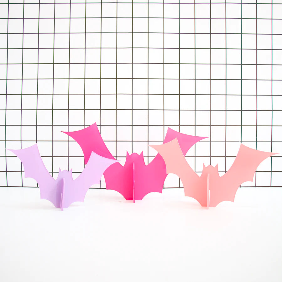 PINK ACRYLIC HALLOWEEN BAT DECOR CR Gibson Signature Halloween Home Decor Bonjour Fete - Pastel Halloween Party Supplies