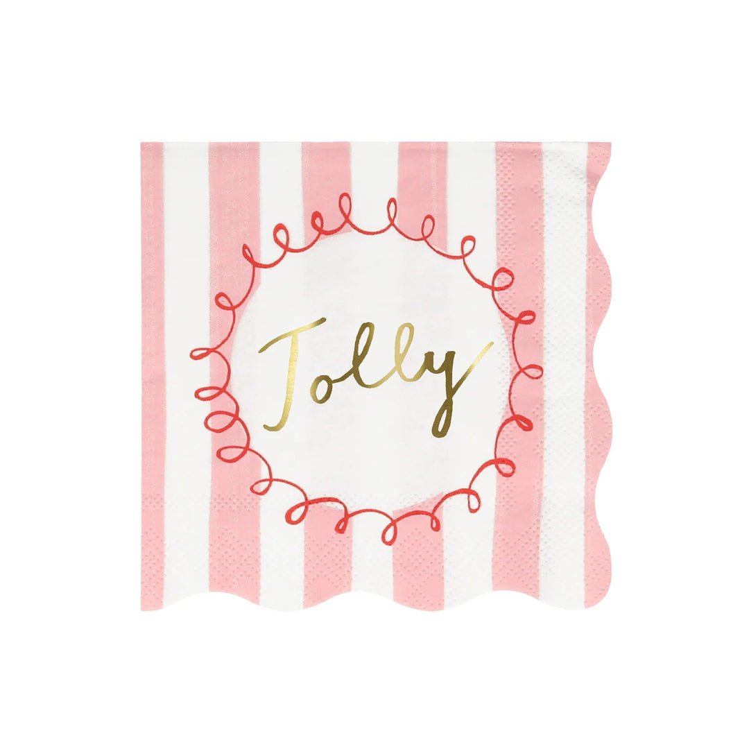 CHRISTMAS FESTIVE STRIPED LARGE NAPKINS Meri Meri Bonjour Fete - Party Supplies