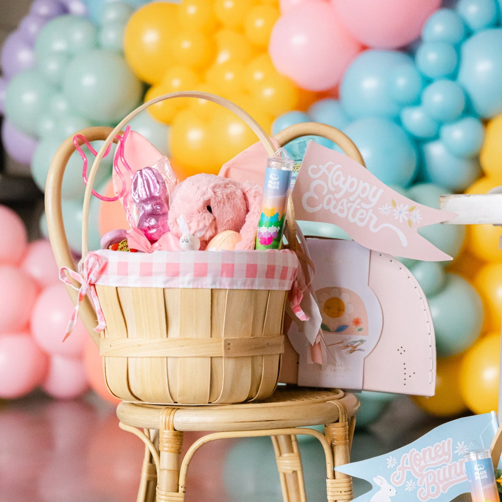 Pink Gingham Wood Easter Basket Bonjour Fete Party Supplies Easter Baskets & Egg Hunt