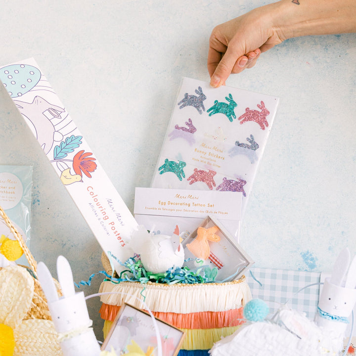 GLITTER BUNNY STICKER SHEETS Meri Meri Stickers Bonjour Fete - Party Supplies