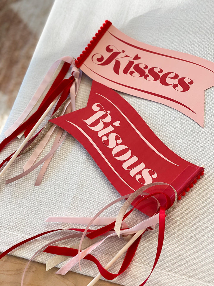 KISSES / BISOUS FLAG BY THREAD MAMA Oui Party Garlands & Banners Bonjour Fete - Party Supplies