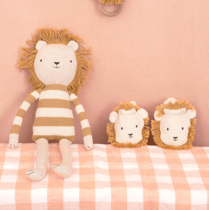 KNITTED LION ORGANIC  COTTON TOY Meri Meri Dolls & Stuffed Animals Bonjour Fete - Party Supplies