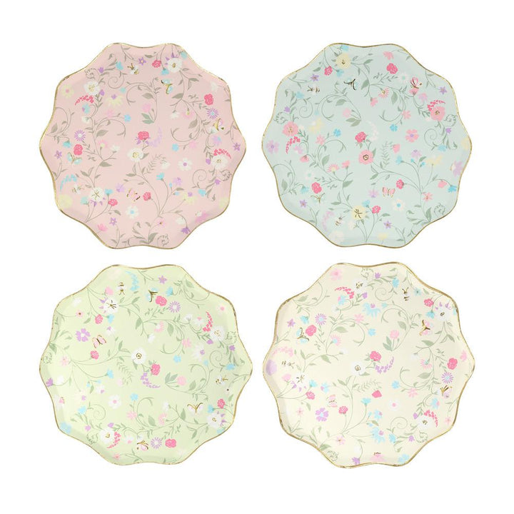 LADUREE PARIS FLORAL SIDE PLATES Meri Meri Plates Bonjour Fete - Party Supplies