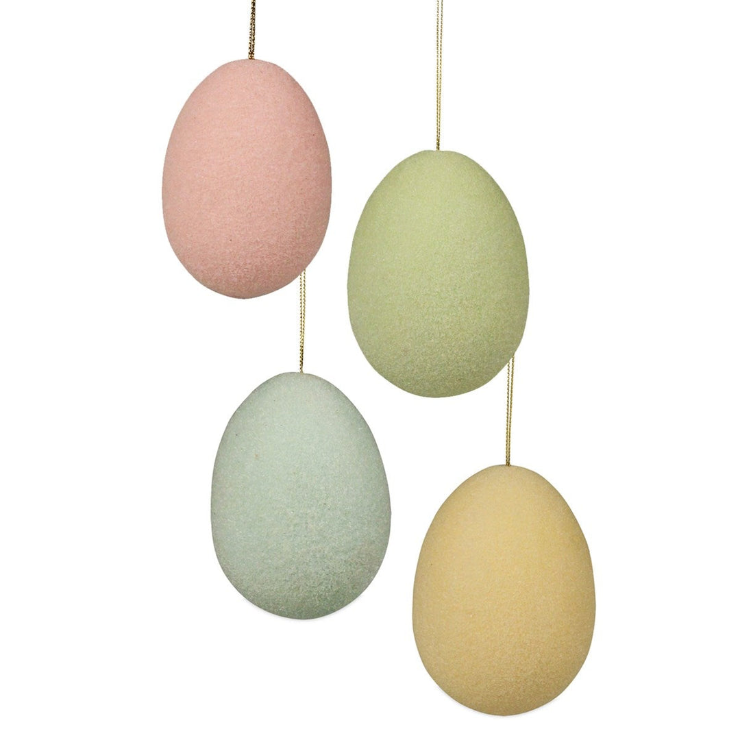 PASTEL FLOCKED EGG ORNAMENT Bethany Lowe Designs Easter Decor LARGE Bonjour Fete - Party Supplies