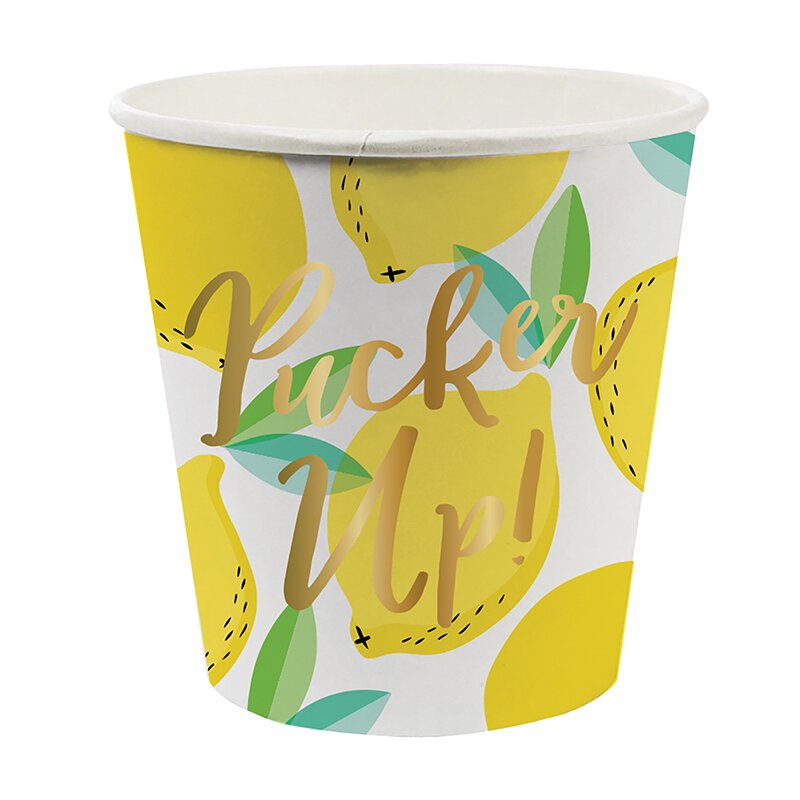 LEMON THEMED PUCKER UP PAPER SHOT CUPS Slant Cup Bonjour Fete - Party Supplies