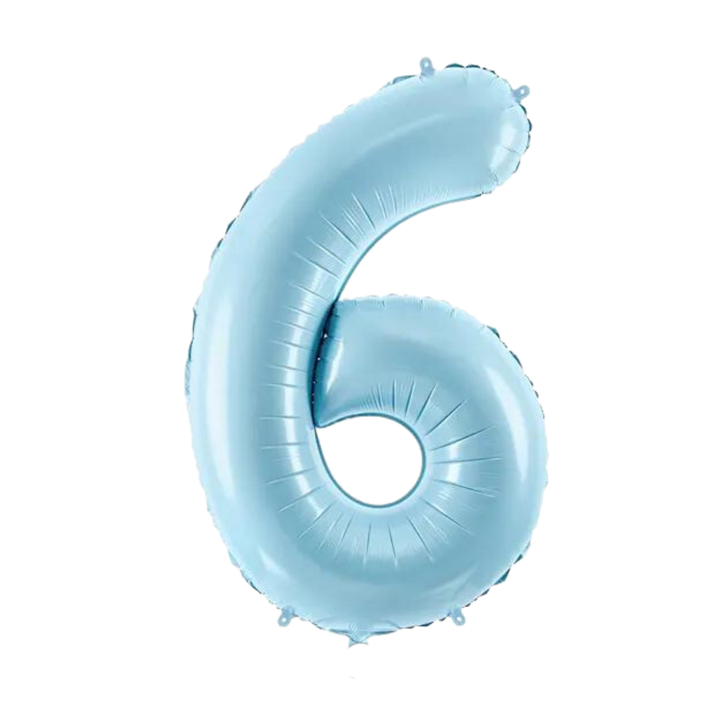NUMBER 6 FOIL BALLOON LA Balloons Balloons 34" / Light Blue Bonjour Fete - Party Supplies