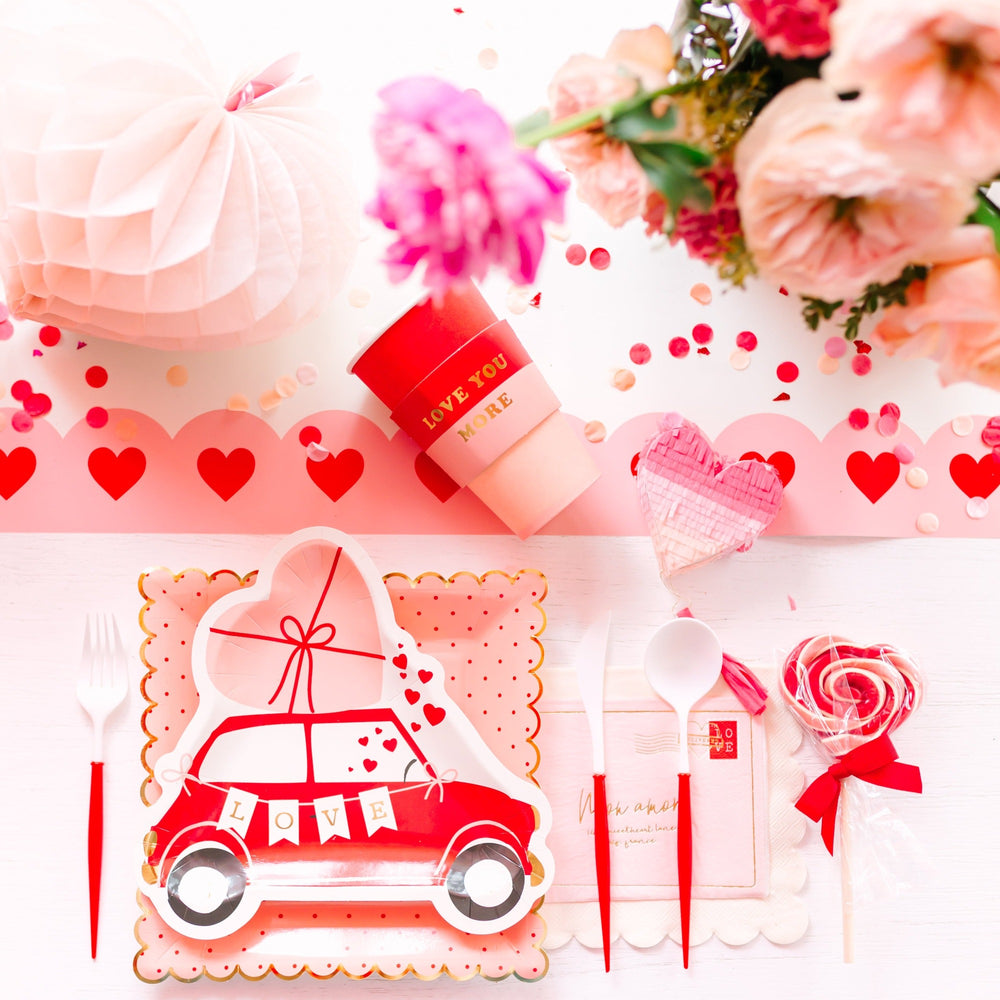 VALENTINE LOVE NOTE SHAPED NAPKINS My Mind’s Eye valen Bonjour Fete - Party Supplies