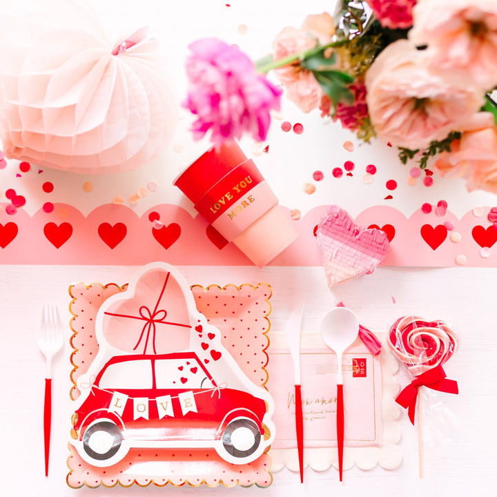 VALENTINE LOVE NOTE SHAPED NAPKINS My Mind’s Eye valen Bonjour Fete - Party Supplies