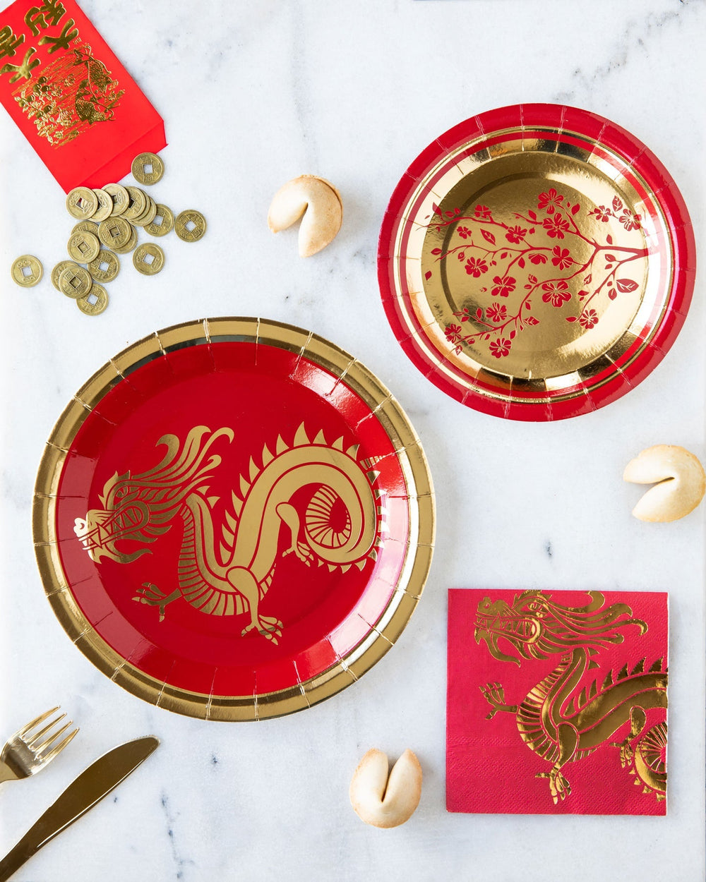 LUNAR NEW YEAR SMALL FLORAL PLATE My Mind’s Eye Lunar New Year Bonjour Fete - Party Supplies
